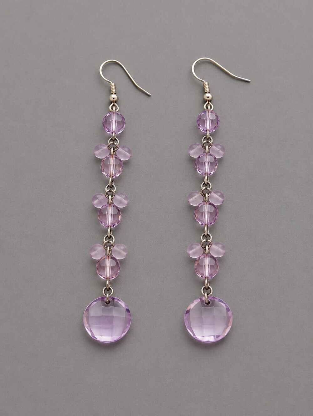 3/$30 Vintage Long Purple Drop Beaded Dangle Hook Earrings